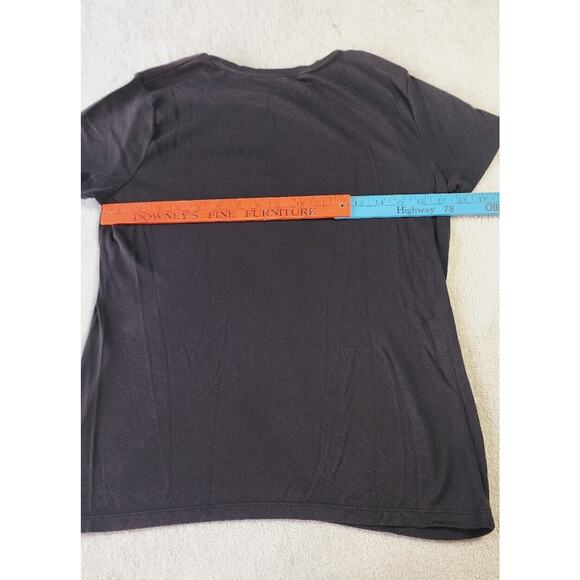 Talbots Pima Cotton DANCE Black T-Shirt Rhinestone Embellished Top Med 90s Y2K - Picture 5 of 7